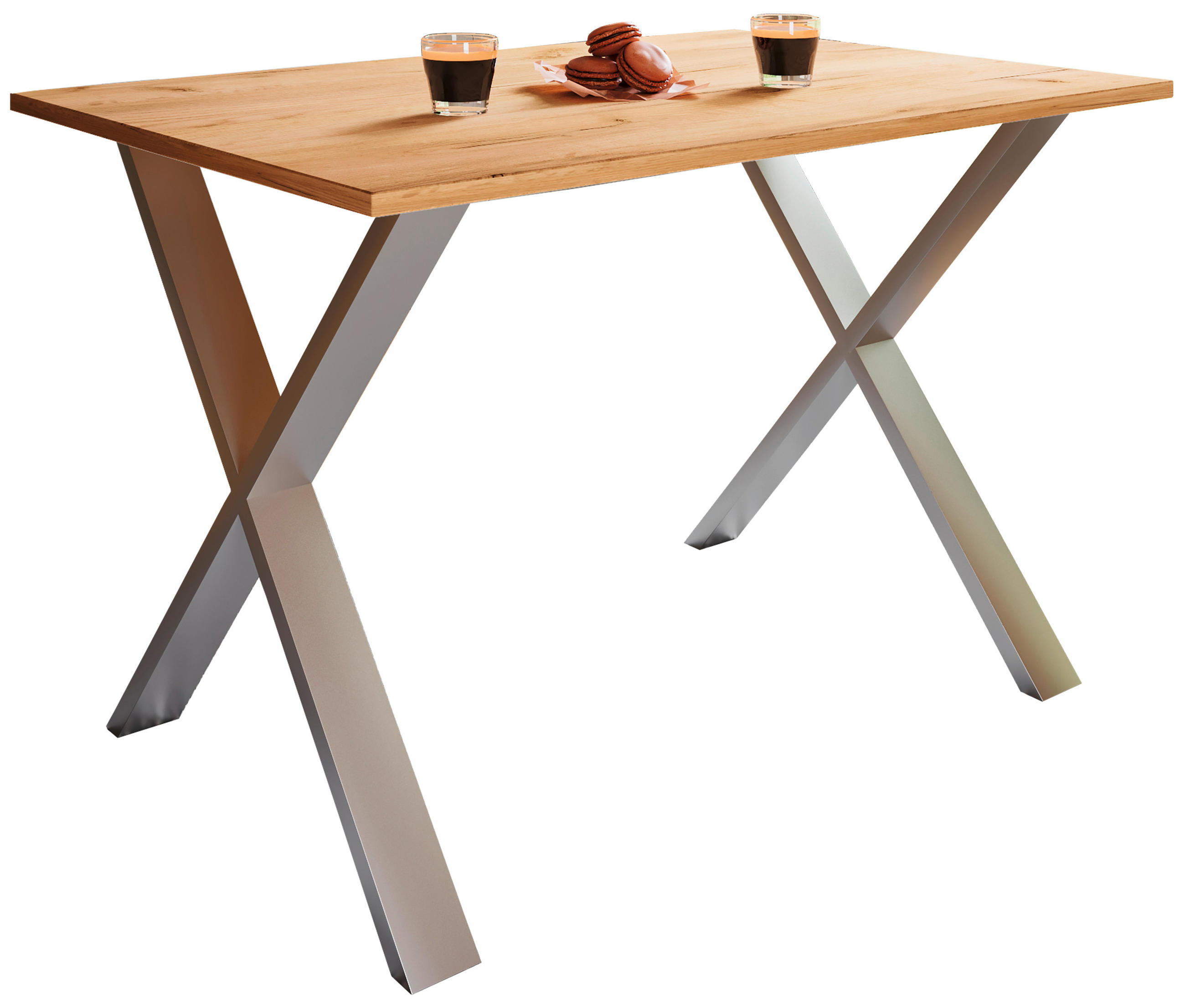 ESSTISCH Silberfarben, Honigeiche  - Honigeiche/Silberfarben, Basics, Holzwerkstoff (110/80/76cm) - MID.YOU