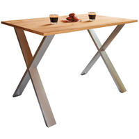 ESSTISCH rechteckig Silberfarben, Honigeiche  - Honigeiche/Silberfarben, Basics, Holzwerkstoff/Metall (140/50/76cm) - MID.YOU