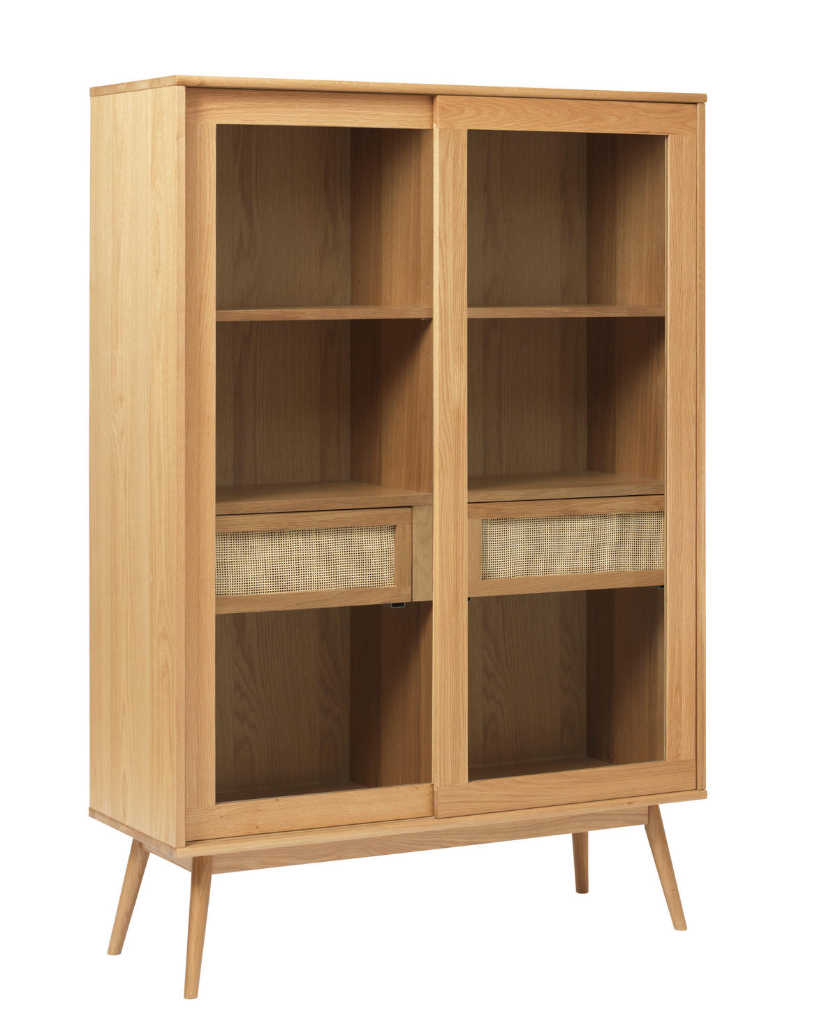 HIGHBOARD  in 90/160/45 cm  - Eichefarben/Naturfarben, Trend, Glas/Naturmaterialien (90/160/45cm) - Carryhome