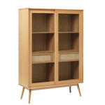 HIGHBOARD furniert Eichefarben, Naturfarben Einlegeböden  - Eichefarben/Naturfarben, Trend, Naturmaterialien/Glas (90/160/45cm) - Carryhome