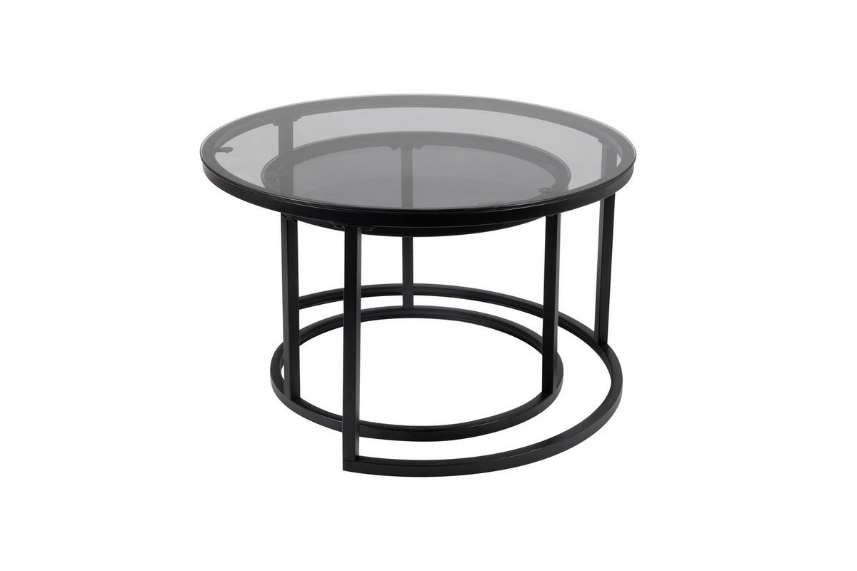 COUCHTISCHSET rund Multicolor, Schwarz, Transparent  - Transparent/Multicolor, Design, Glas/Metall (50-70/50-70/38-42cm) - MID.YOU