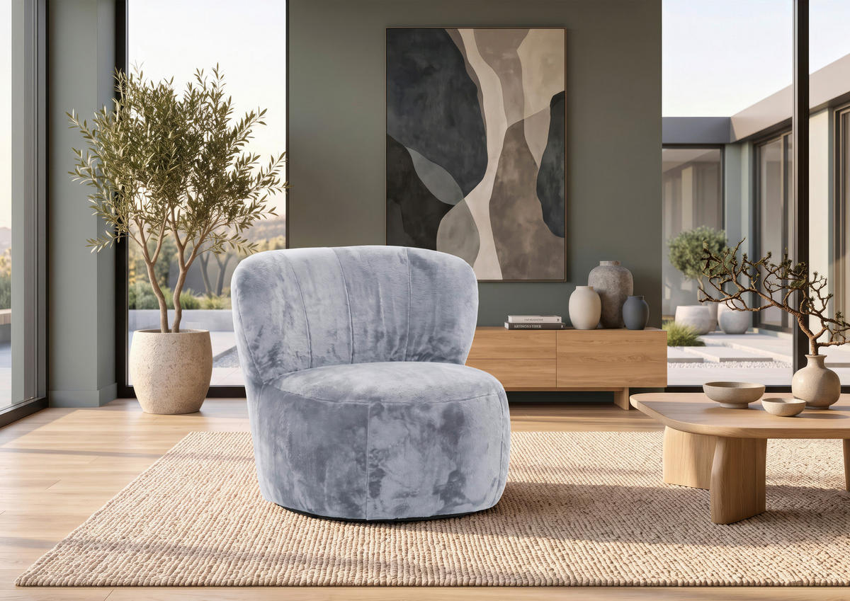 SESSEL in Plüsch Hellgrau  - Hellgrau/Schwarz, MODERN, Textil/Metall (82/78/81cm) - Carryhome