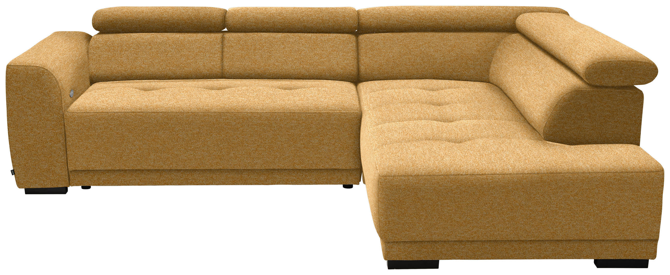 ECKSOFA in Chenille Currygelb  - Currygelb/Schwarz, Design, Kunststoff/Textil (284/205cm) - MID.YOU