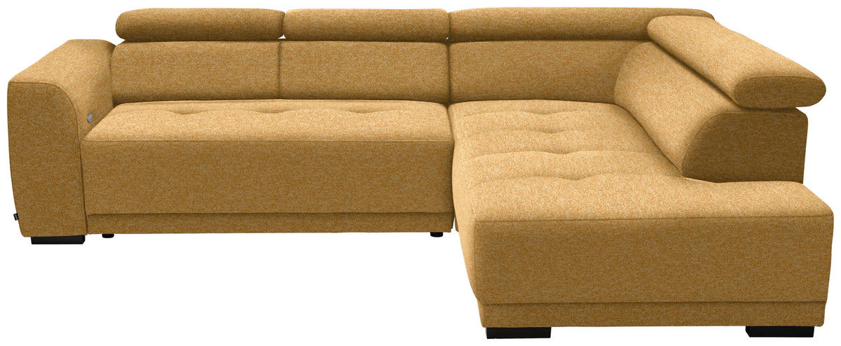 ECKSOFA in Chenille Currygelb  - Currygelb/Schwarz, Design, Kunststoff/Textil (284/205cm) - MID.YOU