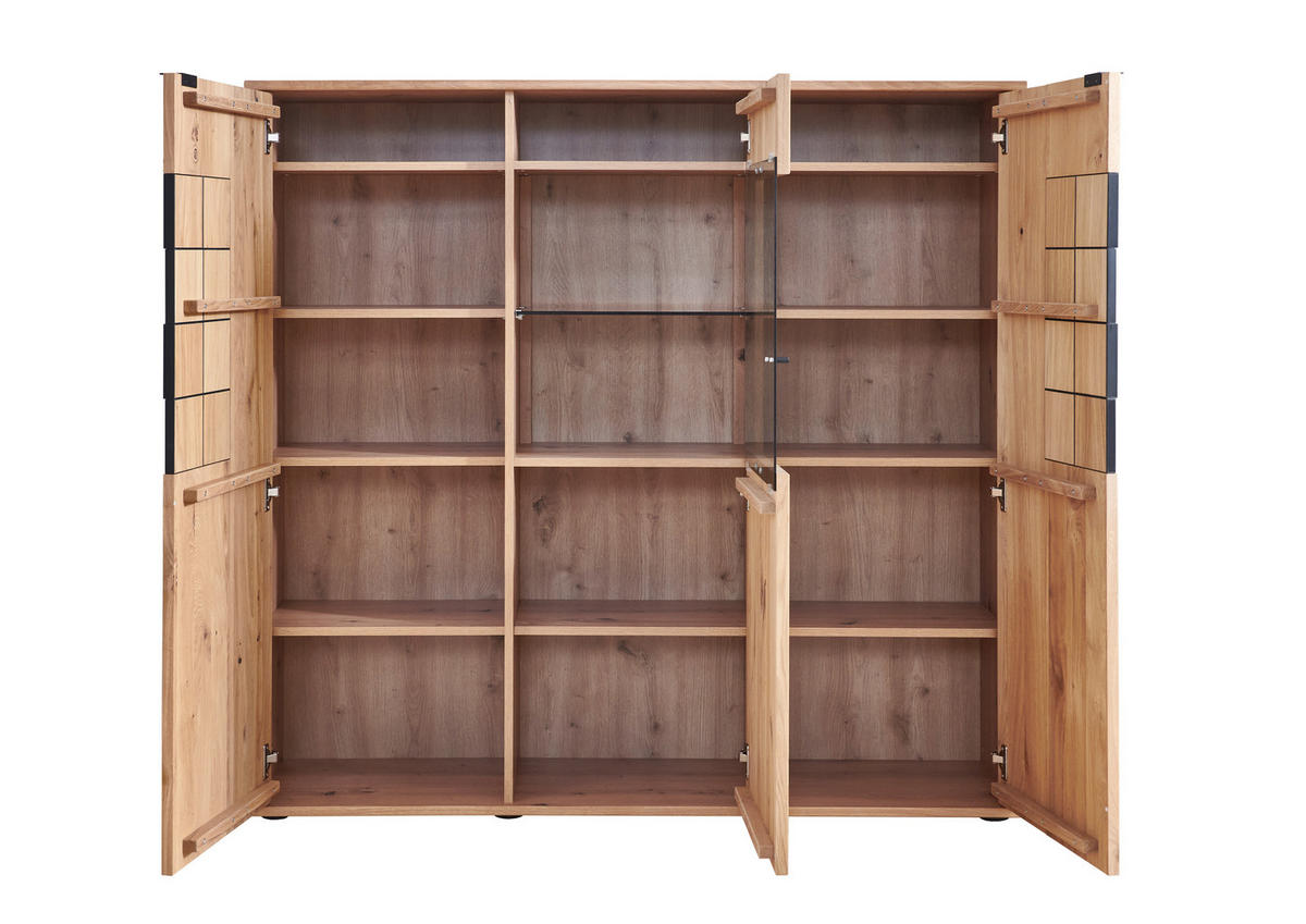 HIGHBOARD Alteiche  139,1/133,7/37,4 cm  - Alteiche/Anthrazit, Konventionell, Glas/Holz (139,1/133,7/37,4cm) - Linea Natura