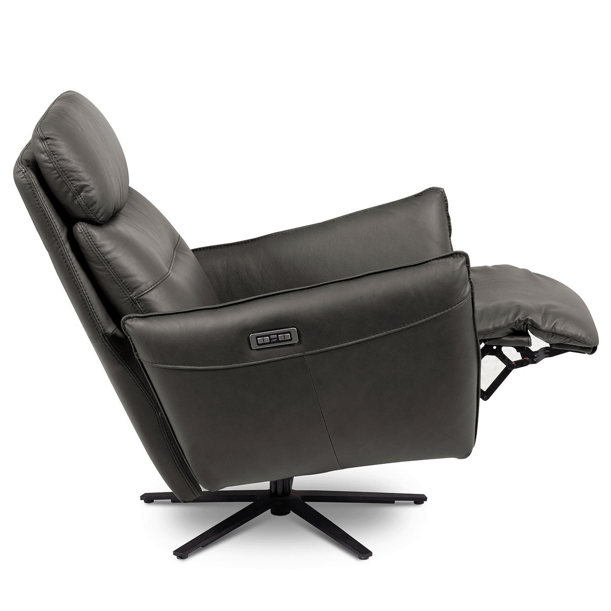RELAXSESSEL in Leder Anthrazit  - Anthrazit/Schwarz, Design, Leder/Metall (77/107/88cm) - Livetastic