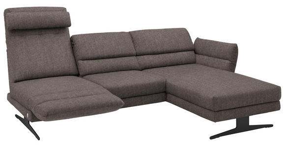 ECKSOFA  in Flachgewebe Greige  279-327/176-217 cm  - Greige/Schwarz, Design, Textil/Metall (279-327/176-217cm) - Dieter Knoll