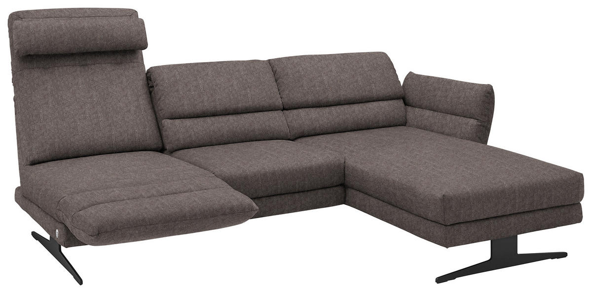 ECKSOFA in Flachgewebe Greige  - Greige/Schwarz, Design, Textil/Metall (279-327/176-217cm) - Dieter Knoll