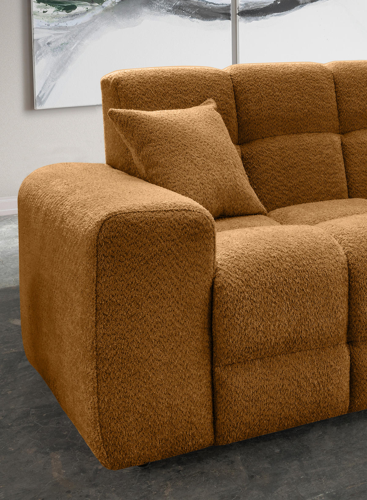 VIERSITZER-SOFA in Bouclé Goldfarben  - Goldfarben/Schwarz, MODERN, Kunststoff/Textil (300/87/120cm) - Livetastic