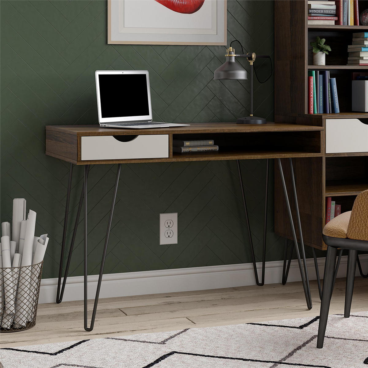SCHREIBTISCH 104/77/49 cm  in Grau, Eichefarben  - Eichefarben/Eiche grau, Design, Holzwerkstoff/Metall (104/77/49cm) - MID.YOU