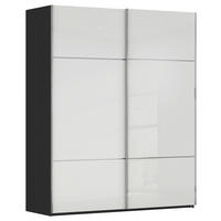 SCHWEBETÜRENSCHRANK Weiss, Schwarz  - Chromfarben/Weiss, Konventionell, Glas/Holzwerkstoff (201/223/67cm) - Novel