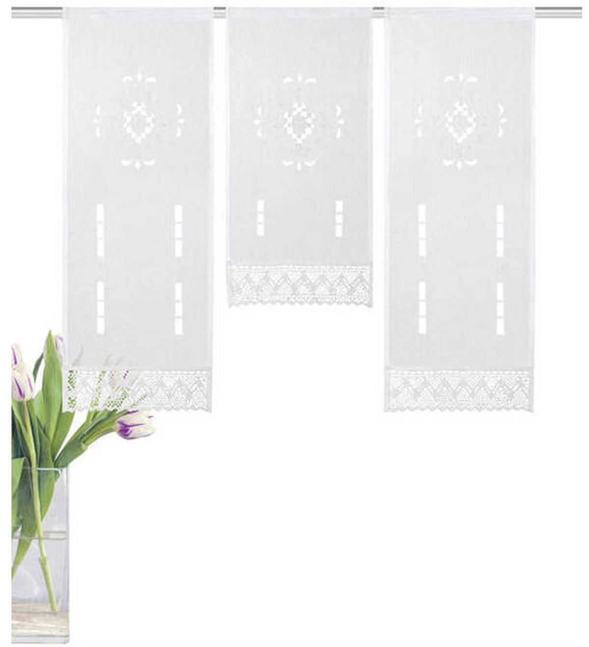 KURZGARDINEN 3ER SET   30/80 cm   - Weiß, KONVENTIONELL, Textil (30/80cm)