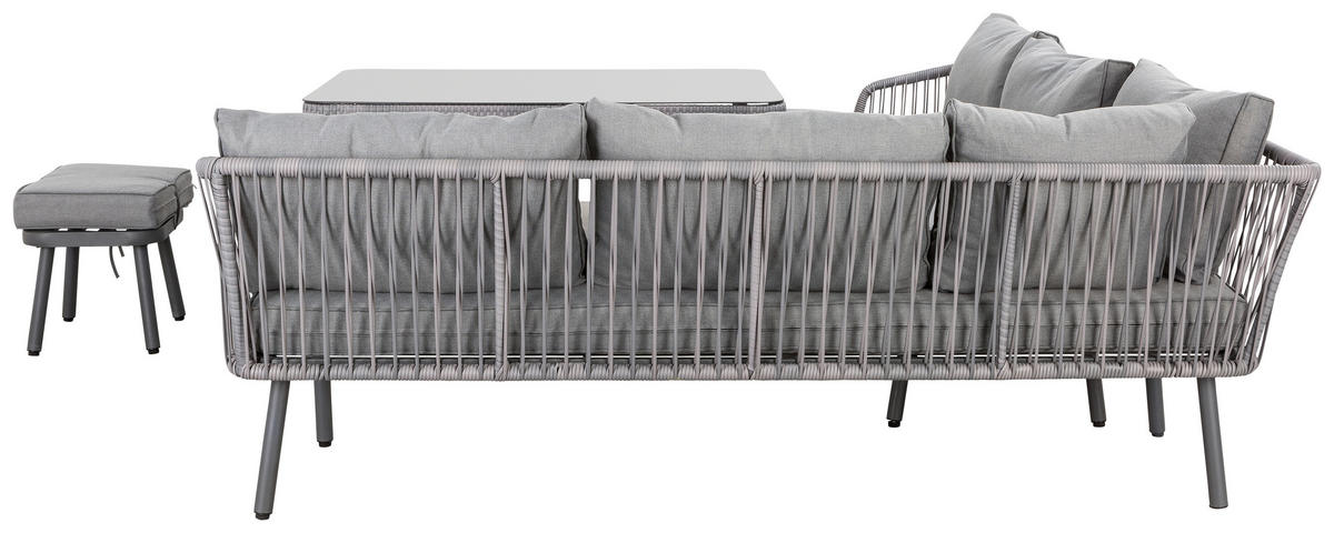 VRTNA LOUNGE GARNITURA tkanina jeklo  - siva, Moderno, kovina/umetna masa (224/220cm) - Ambia Garden