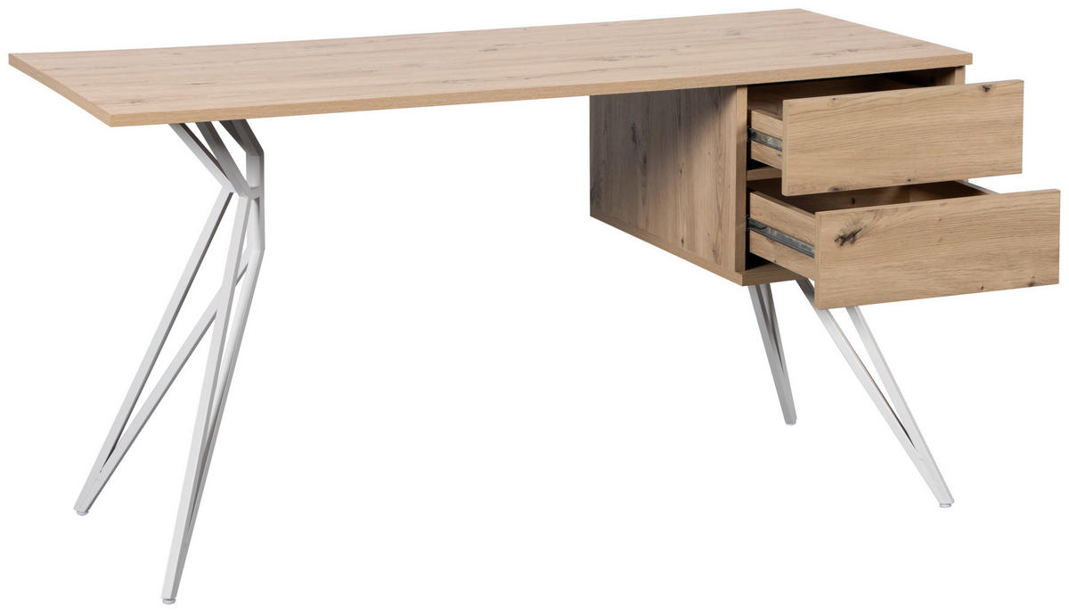 SCHREIBTISCH 140/60/75 cm Schwarz, Eiche Artisan  - Schwarz/Eiche Artisan, Design, Holzwerkstoff/Metall (140/60/75cm) - Novel