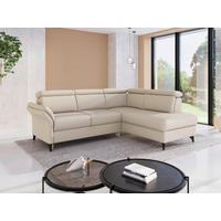 ECKSOFA GLENDALE E in Flachgewebe Creme  247/193 cm  - Creme/Schwarz, KONVENTIONELL, Textil/Metall (247/193cm) - Sit & More