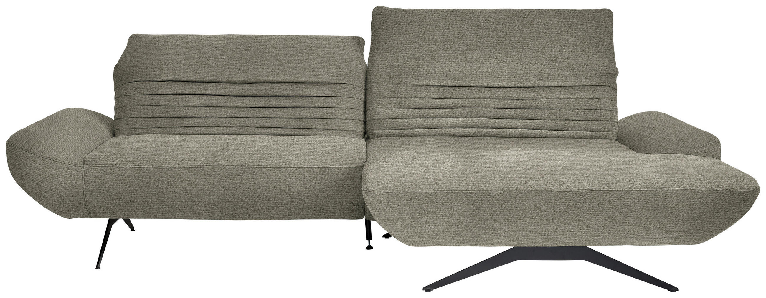 ECKSOFA in Chenille Graubraun  280/170-195 cm  - Graubraun/Schwarz, Design, Textil/Metall (280/170-195cm) - Dieter Knoll