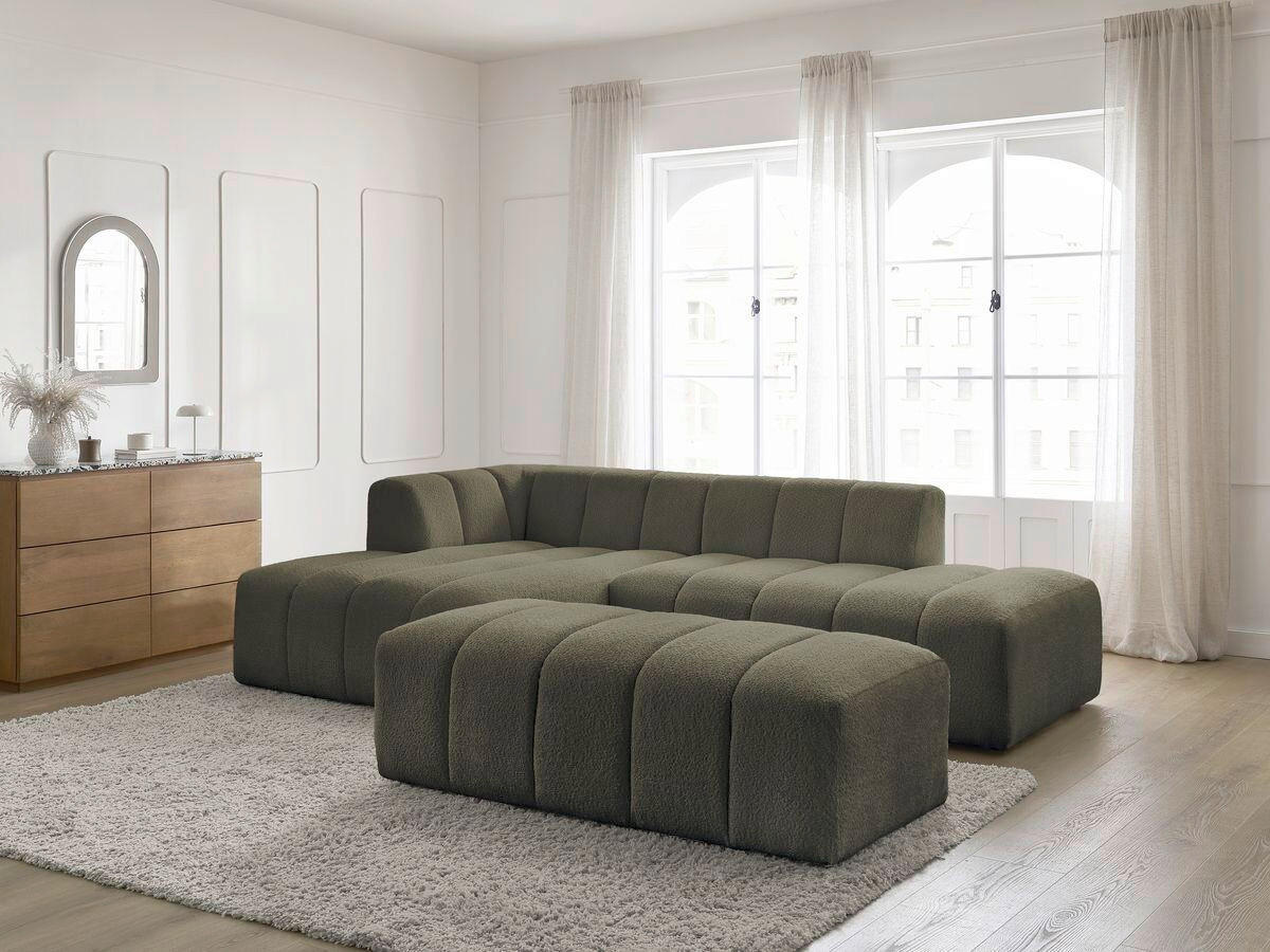 ECKSOFA  ANNECY Grün Bouclé  - Schwarz/Grün, MODERN, Kunststoff/Textil (170/262cm)