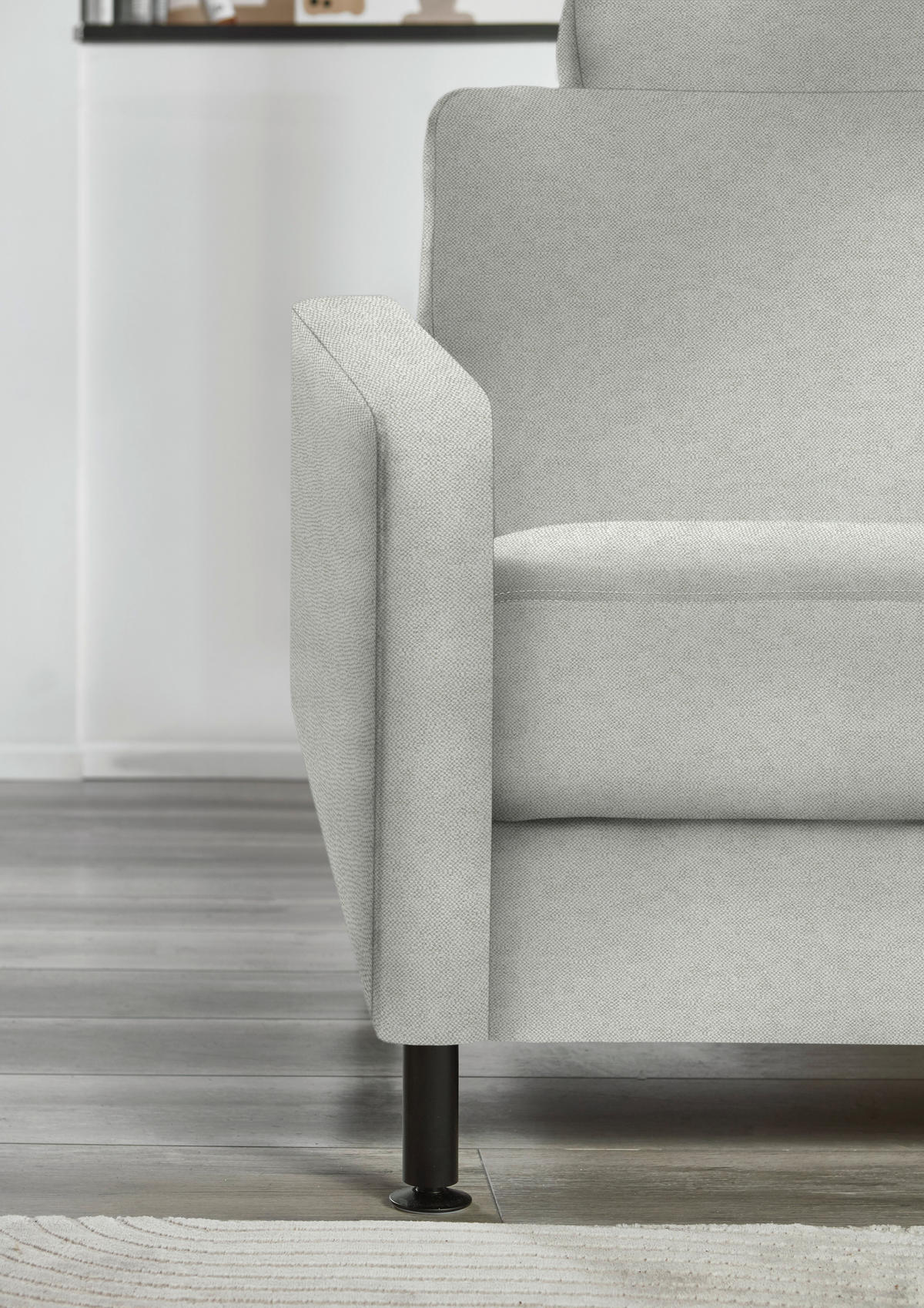 ECKSOFA  in Chenille, Flachgewebe Beige  316/175 cm  - Beige/Schwarz, Design, Textil/Metall (316/175cm) - Dieter Knoll