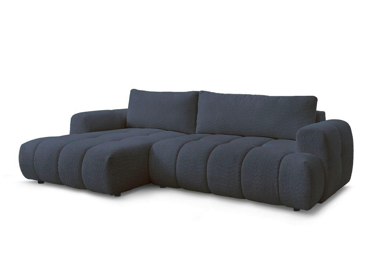 ECKSCHLAFSOFA FUJI Bouclé Dunkelblau  inkl.  - Schwarz/Dunkelblau, MODERN, Kunststoff/Textil (160/292cm)