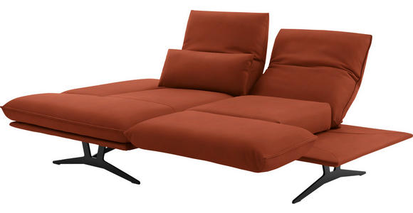ECKSOFA in Echtleder Orange 130/210 cm - Gelb/Schwarz, Design, Leder/Metall (130/210cm) - Dieter Knoll