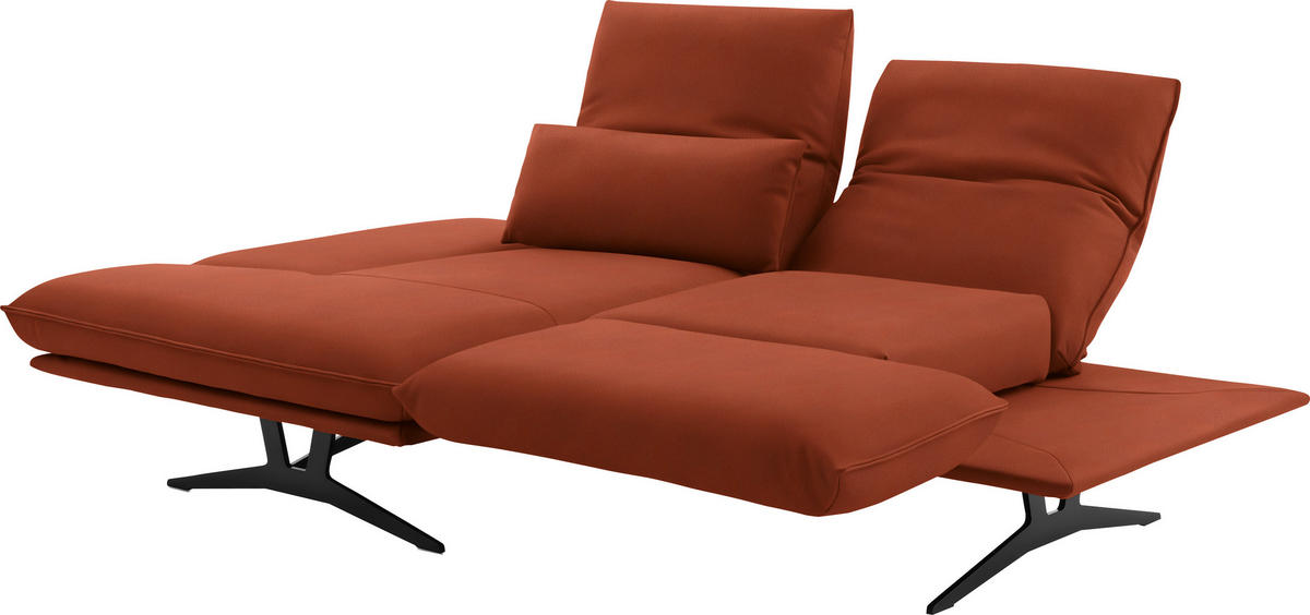 ECKSOFA in Echtleder Orange  130/210 cm  - Gelb/Schwarz, Design, Leder/Metall (130/210cm) - Dieter Knoll