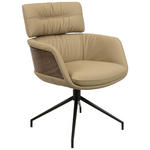 ARMLEHNSTUHL  in Eisen Echtleder pigmentiert  - Taupe/Walnussfarben, Design, Leder/Holz (62/92/66cm) - Dieter Knoll