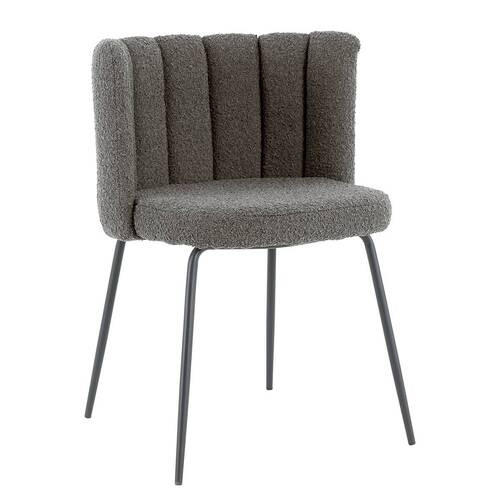 STUHL Bouclé Grau - Schwarz/Grau, LIFESTYLE, Textil/Metall (53/77/53cm) - home24