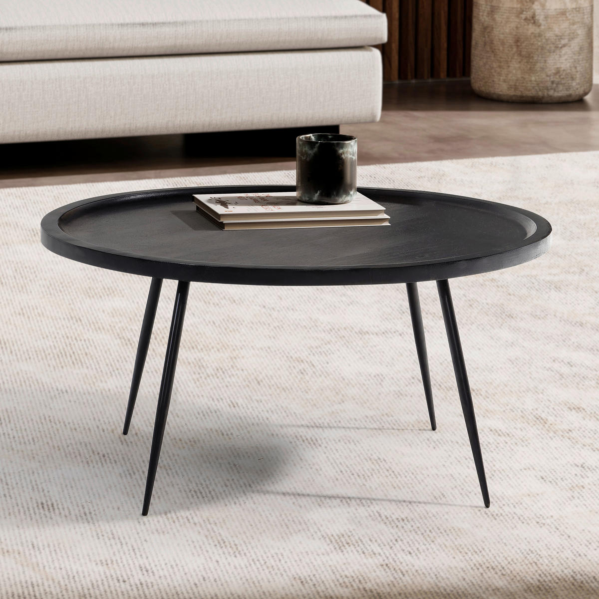 COUCHTISCH in Holz 75/75/38 cm  - Schwarz, Design, Holz/Metall (75/75/38cm) - MID.YOU