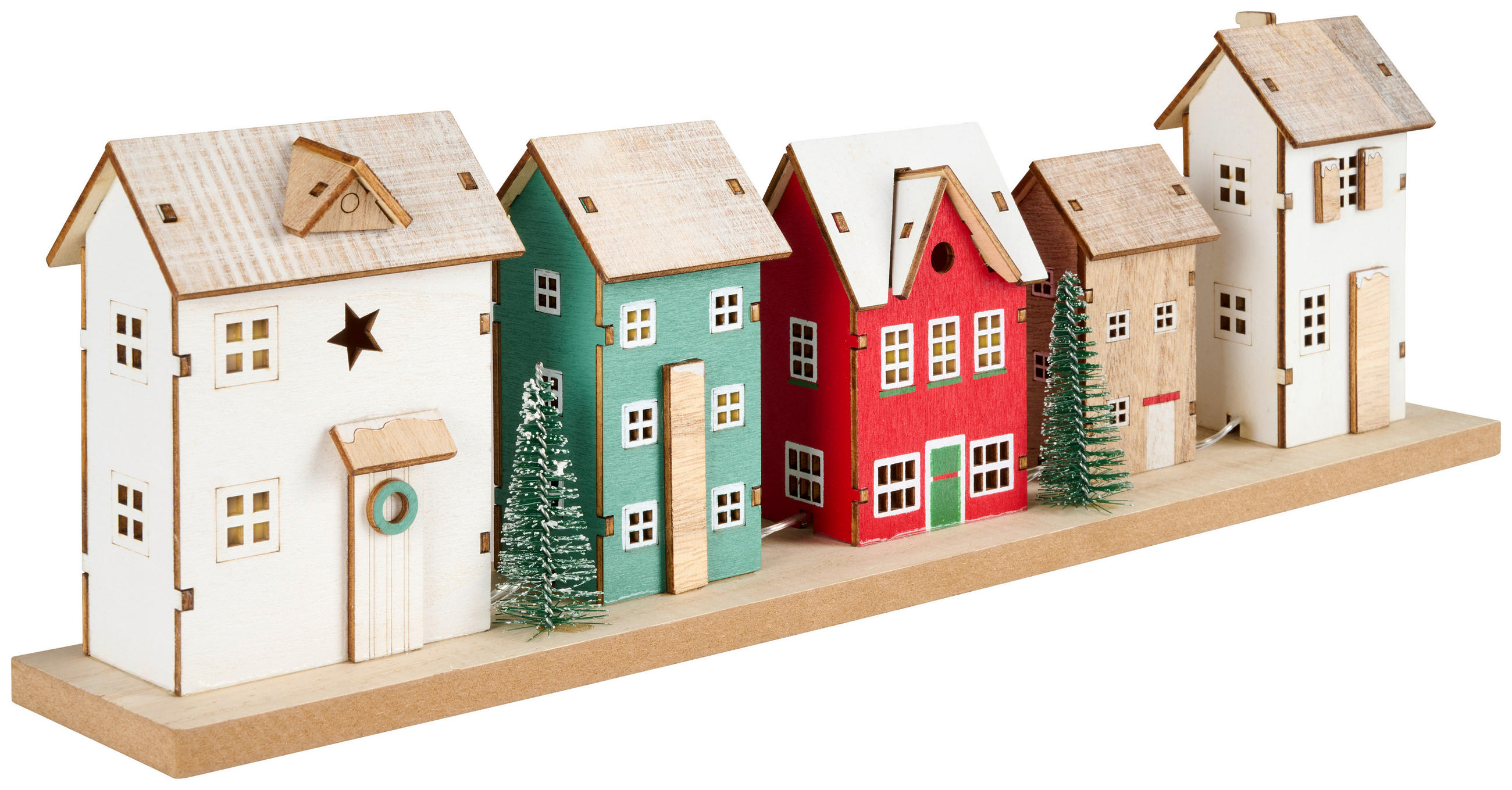 DEKOHAUS - Rot/Naturfarben, LIFESTYLE, Holzwerkstoff (25/16,5/8cm) - X-Mas