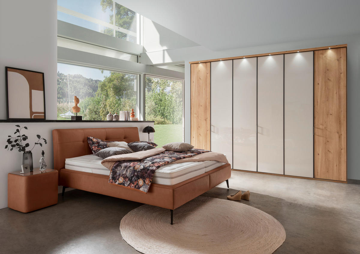 POLSTERBETT 180/200 cm  in Braun, Cognac  - Weiss/Cognac, Modern, Holz/Holzwerkstoff (180/200cm) - Beldomo - Sleep