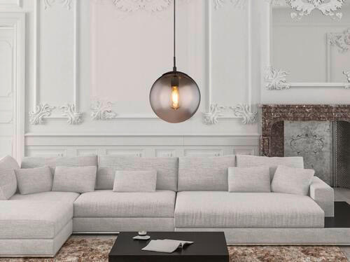 HÄNGELEUCHTE BLAMA 25/120 cm   - Schwarz, Design, Glas/Metall (25/120cm) - Globo