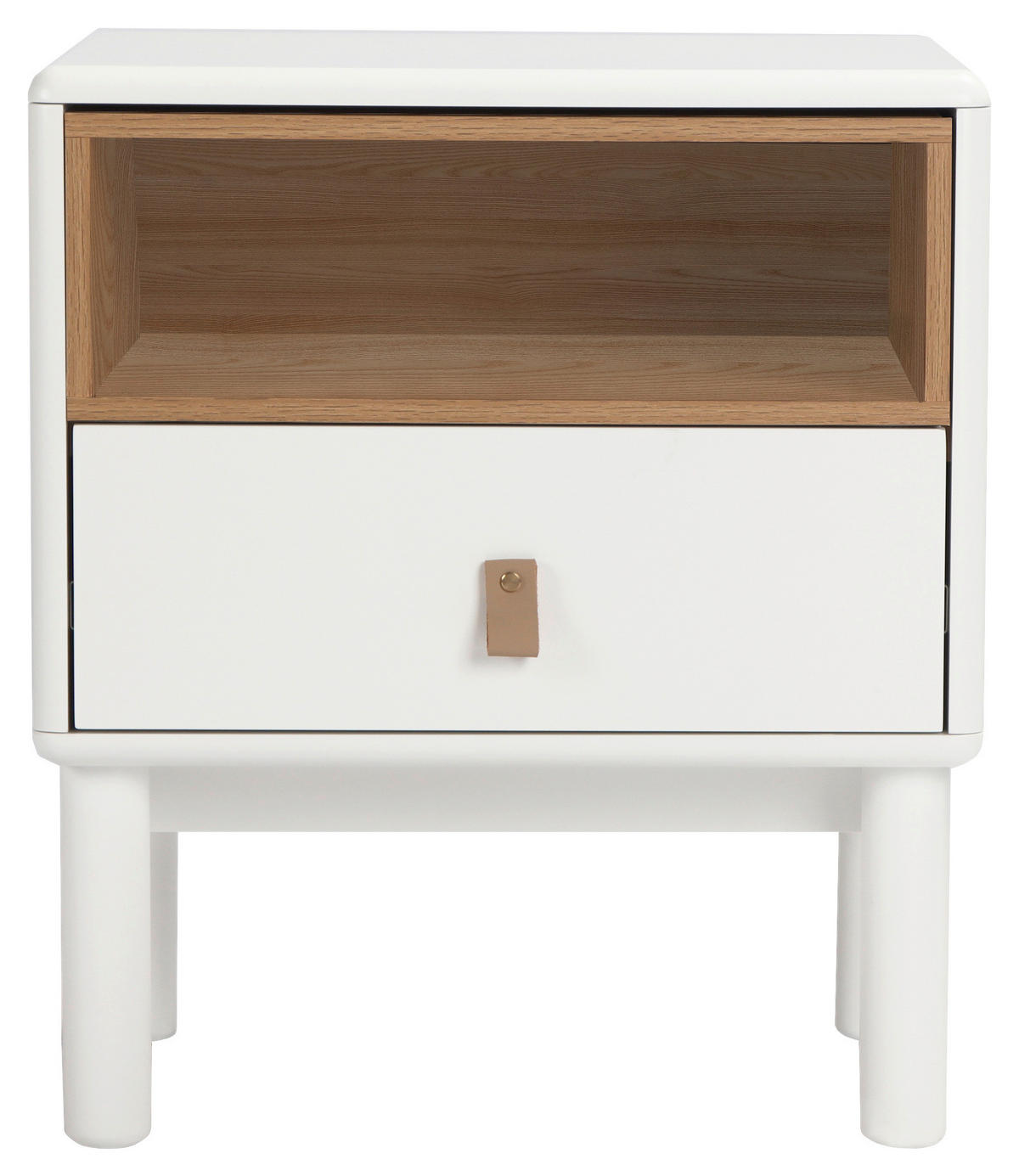 NOČNÍ STOLEK, dub, bílá, barvy dubu, 48/55/40 cm - bílá/barvy dubu, Design, dřevo/kompozitní dřevo (48/55/40cm) - Boxxx