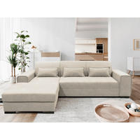 ECKSOFA Beige Struktur, Bouclé  - Beige/Schwarz, Design, Kunststoff/Textil (175/270cm) - MID.YOU