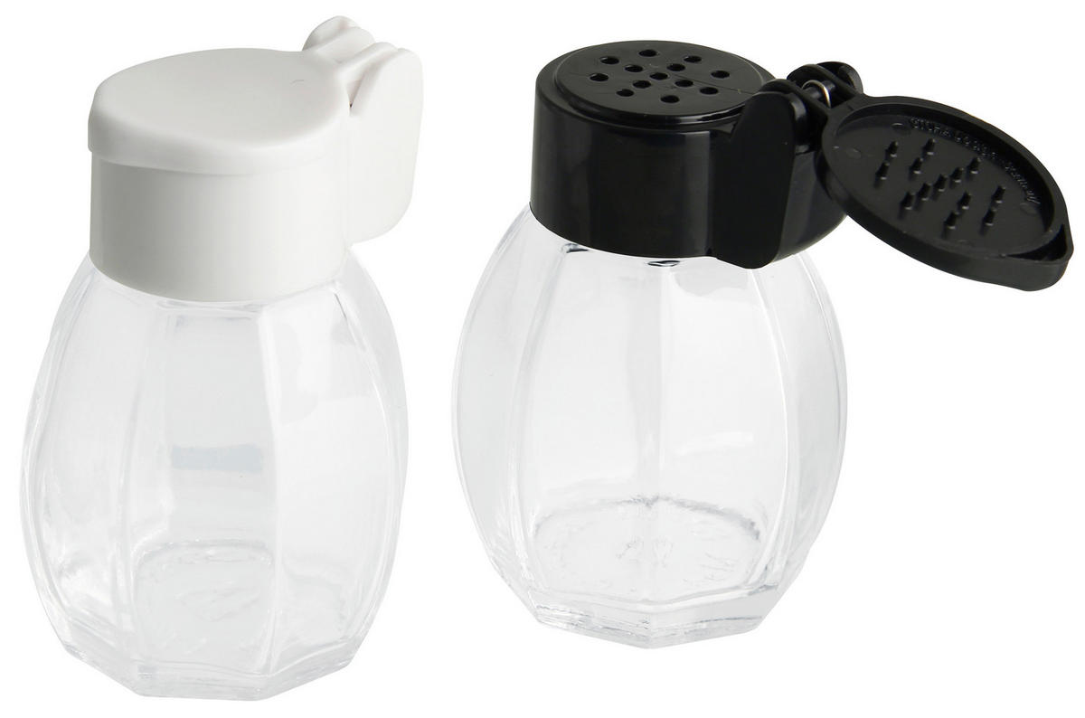 SALZ- UND PFEFFERSTREUER   6,5 cm - Klar/Weiss, Design, Glas/Kunststoff (6,5cm) - Fackelmann