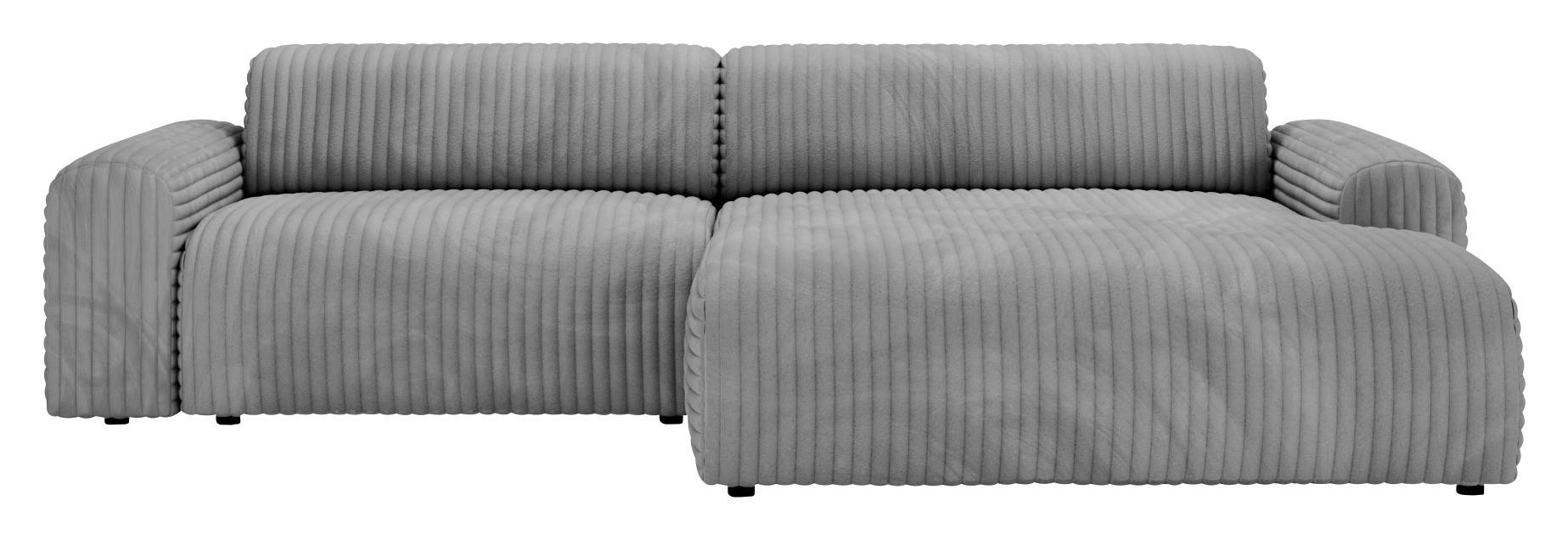 ECKSOFA in Cord Grau  - Schwarz/Grau, Design, Kunststoff/Textil (292/178cm) - Livetastic