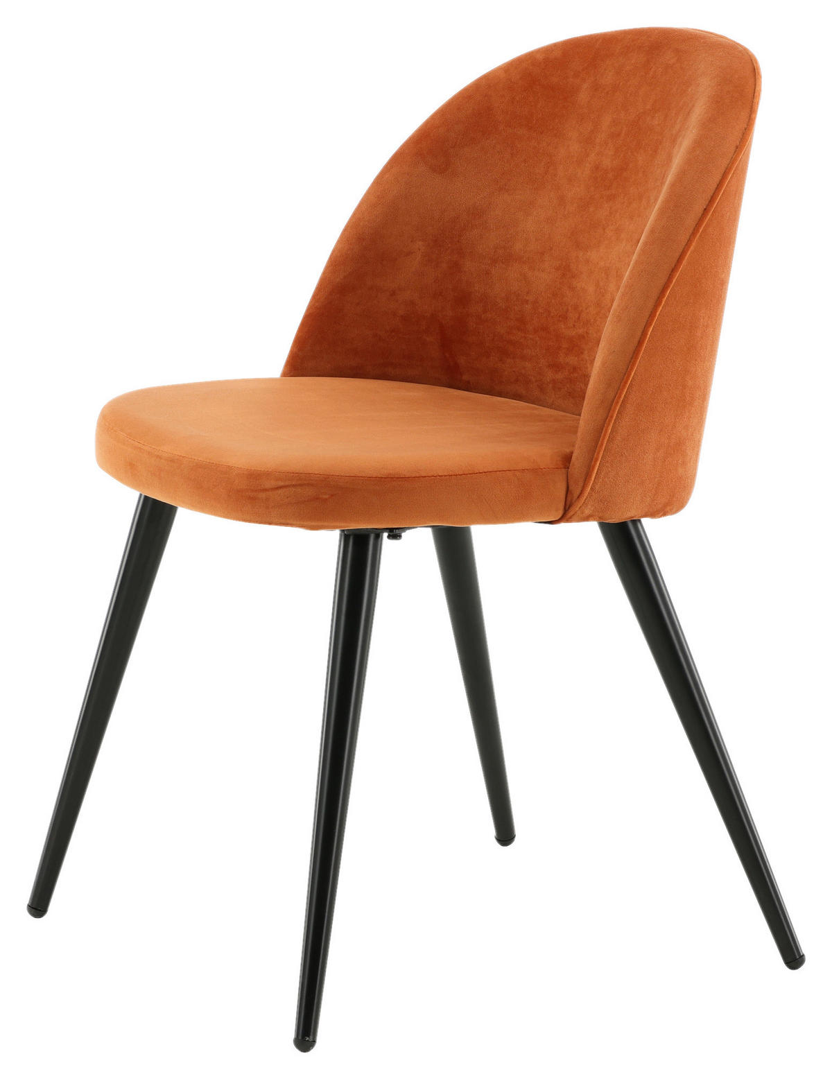 STUHL-SET 2 Stück  in Stahl Velours Metall, Textil  - Schwarz/Orange, Design, Textil/Metall (57/76.5/50cm) - Livetastic