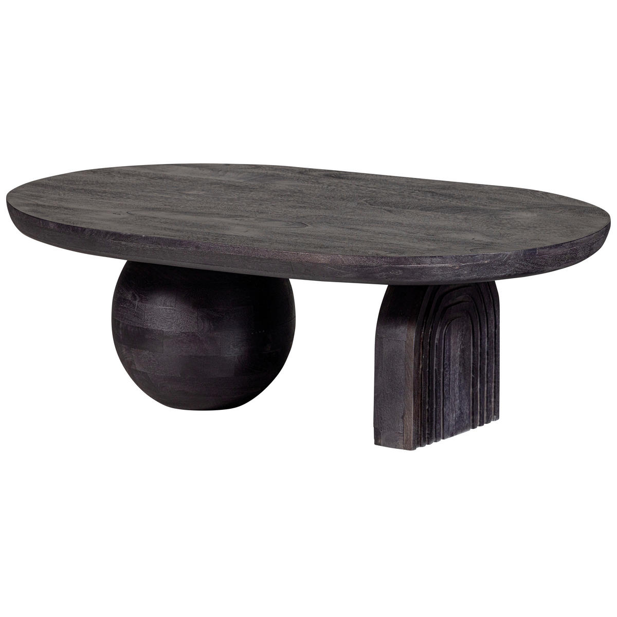 COUCHTISCH Steppe Mangoholz 110/72/38 cm oval Schwarz  - Schwarz, Design, Holz (110/72/38cm) - Livetastic