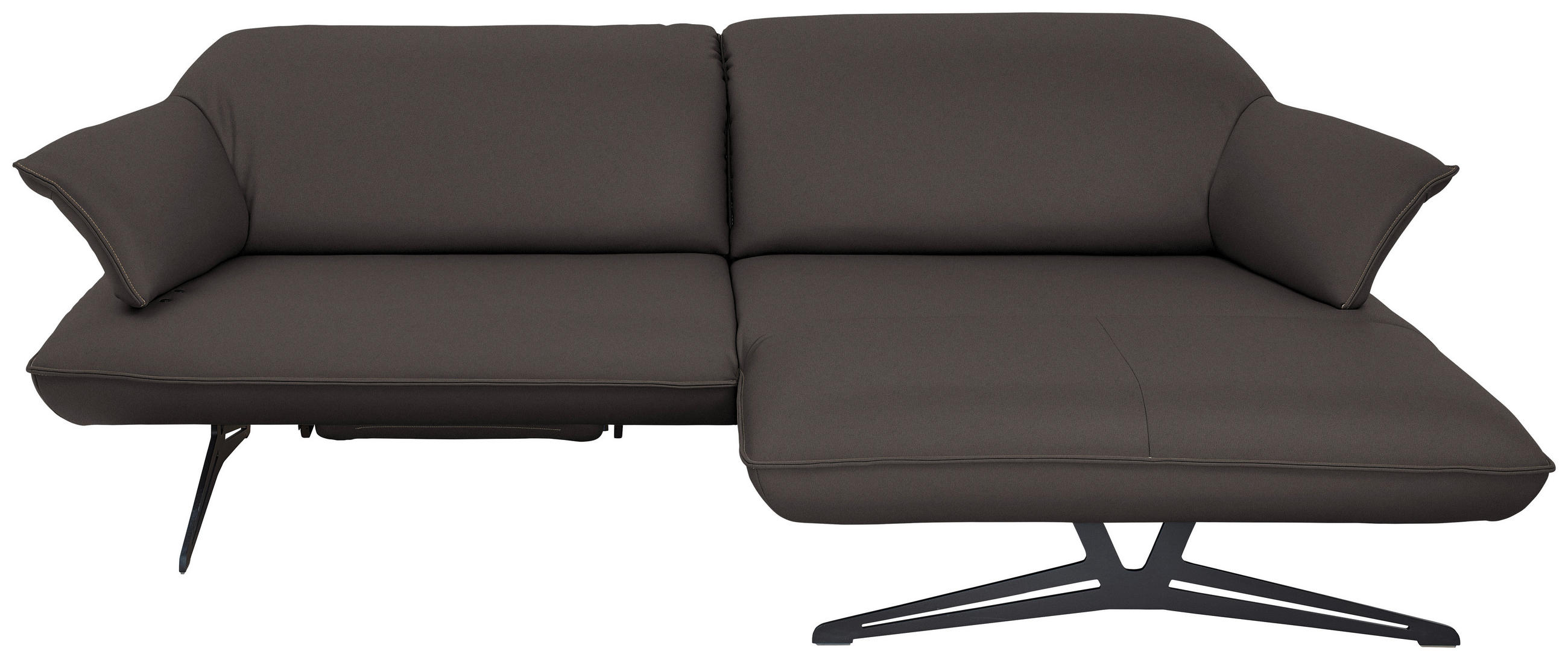 ECKSOFA in Echtleder Dunkelbraun  - Dunkelbraun/Beige, Design, Leder/Metall (252/169cm) - Koinor
