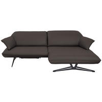 ECKSOFA in Echtleder Dunkelbraun  - Dunkelbraun/Beige, Design, Leder/Metall (252/169cm) - Koinor