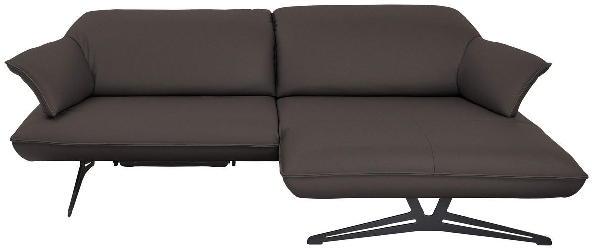 ECKSOFA in Echtleder Dunkelbraun  - Dunkelbraun/Beige, Design, Leder/Metall (252/169cm) - Koinor