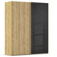 SCHWEBETÜRENSCHRANK 180/223/68 cm 2-türig Schwarz, Eichefarben  - Eichefarben/Schwarz, Design, Glas/Holz (180/223/68cm) - Novel
