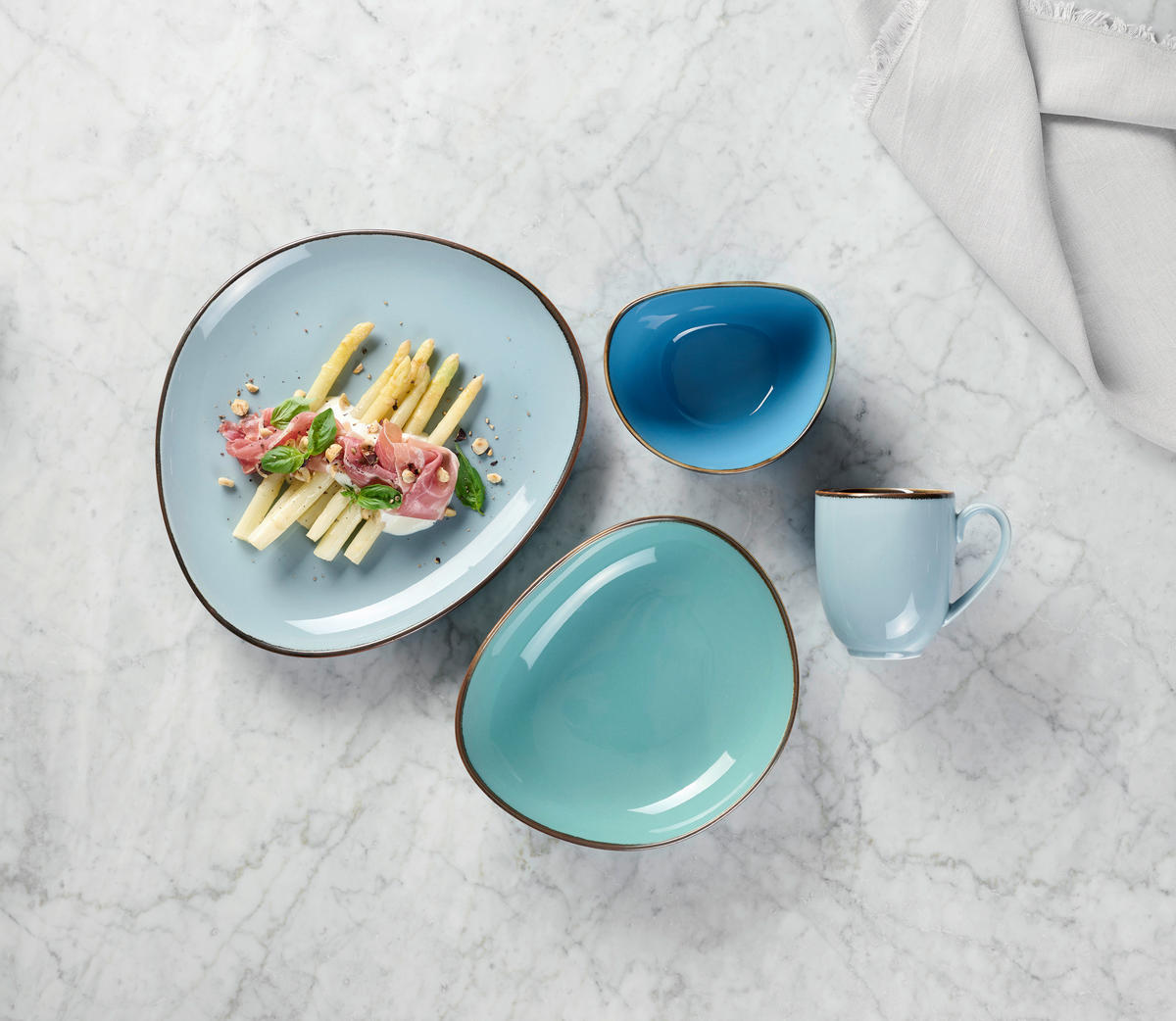 KOMBISERVICE Blau, Grün, Blaugrau 24-teilig AQUA SABBIA  - Blau/Blaugrau, Trend, Keramik - Novel