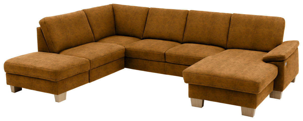 WOHNLANDSCHAFT in Velours Cognac  - Eichefarben/Cognac, Konventionell, Holz/Textil (235/316/167cm) - Beldomo System