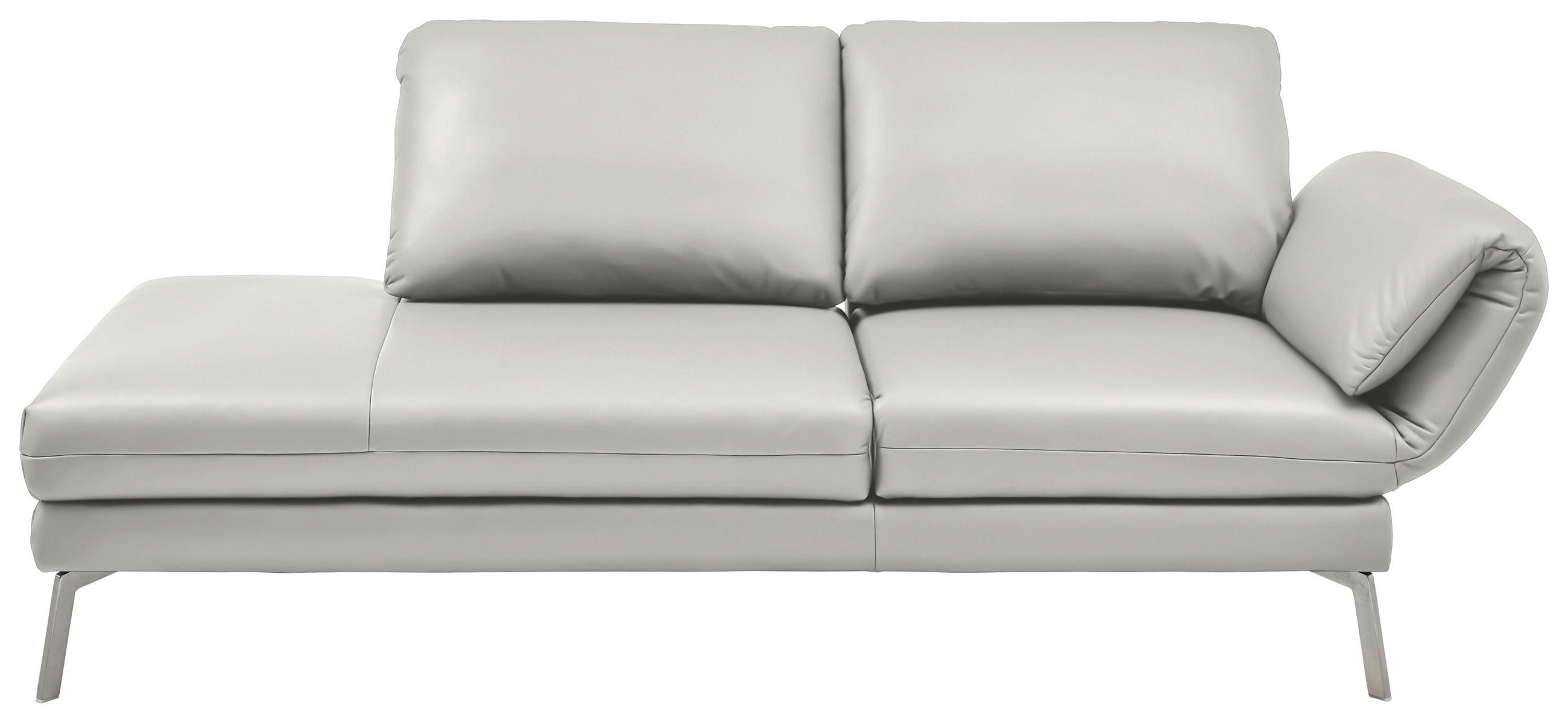 RÉCAMIERE in Echtleder Hellgrau  - Chromfarben/Hellgrau, Design, Leder/Metall (209/85-109/95-16cm) - Dieter Knoll