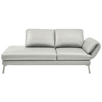 RÉCAMIERE in Echtleder Hellgrau  - Chromfarben/Hellgrau, Design, Leder/Metall (209/85-109/95-16cm) - Dieter Knoll