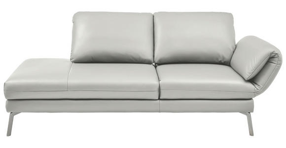 RÉCAMIERE in Echtleder Hellgrau - Chromfarben/Hellgrau, Design, Leder/Metall (209/85-109/95-16cm) - Dieter Knoll