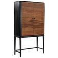 BARSCHRANK Mangoholz, Sheesham vollmassiv Schwarz, Sheeshamfarben  - Sheeshamfarben/Schwarz, Design, Holz/Metall (90/160/40cm) - Ambia Home