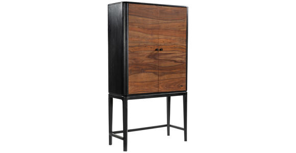 BARSCHRANK Mangoholz, Sheesham vollmassiv Schwarz, Sheeshamfarben  - Sheeshamfarben/Schwarz, Design, Holz/Metall (90/160/40cm) - Ambia Home