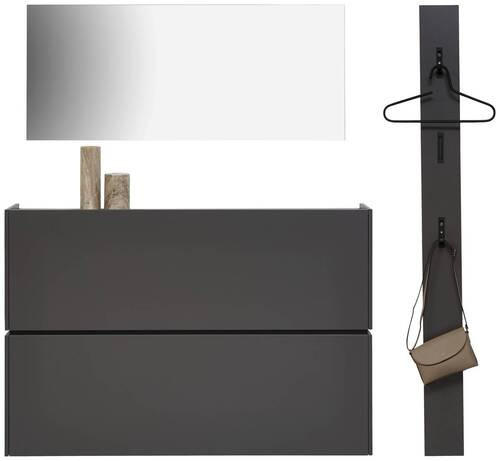 GARDEROBE 3-teilig in 170/200/22 cm - Graphitfarben, Design, Holzwerkstoff (170/200/22cm) - Voleo