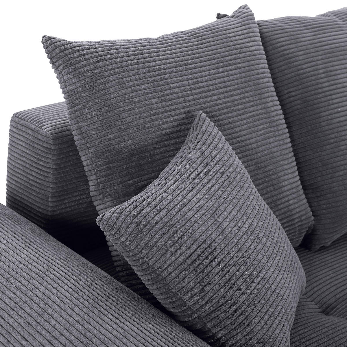 BIG SOFFA i manchester mörkgrå  - mörkgrå/ekfärgad, Klassisk, trä/textil (270/72/109cm) - MID.YOU